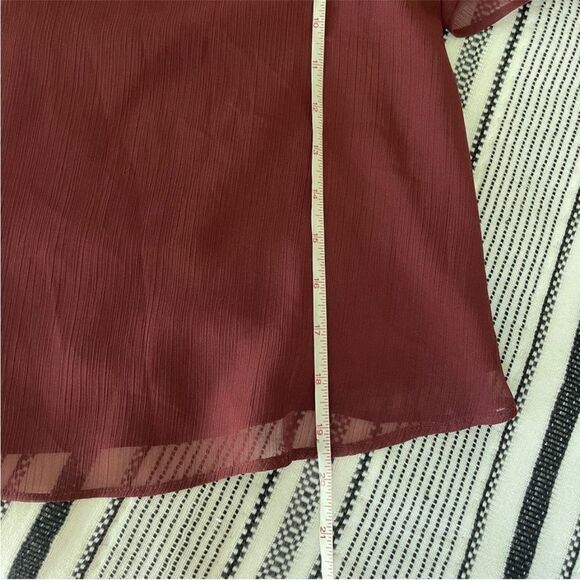 BCBG Generation Ruffled Bell Sleeve Blouse Small Red Maroon Boho Cottagecore Top - Picture 11 of 13